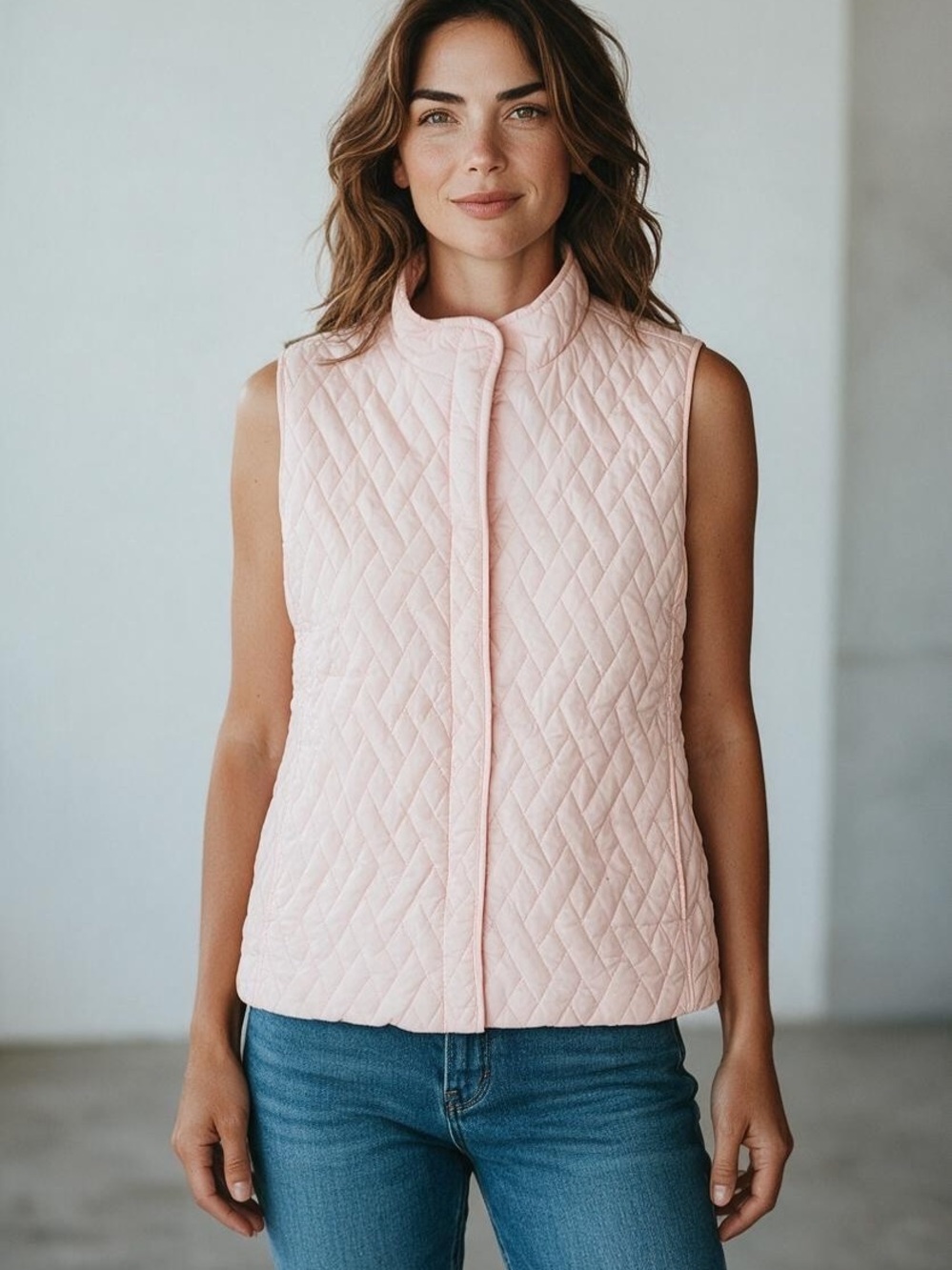 croft & barrow Quilted Sleeveless Vest in Light Pink